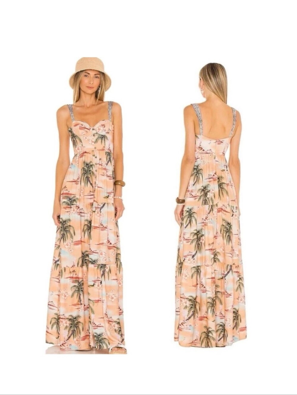 Agua Bendita Dunna Luau Maxi Dress Size Small Resortwear Beach Vacation Travel